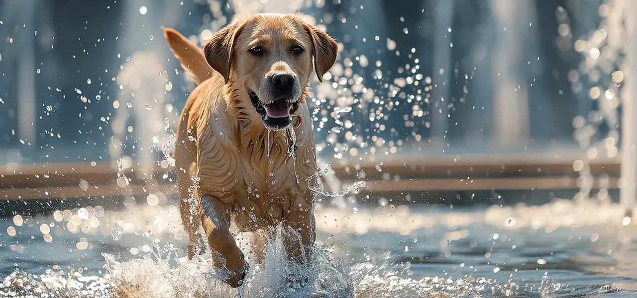 Hunde bei Sommerhitze mit Wasser abkühlen